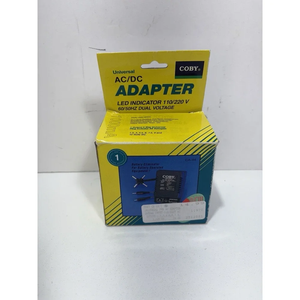 Coby Universal Power A/C‎ Adapter model CA-44 1000mA LED Power Indicator Input
